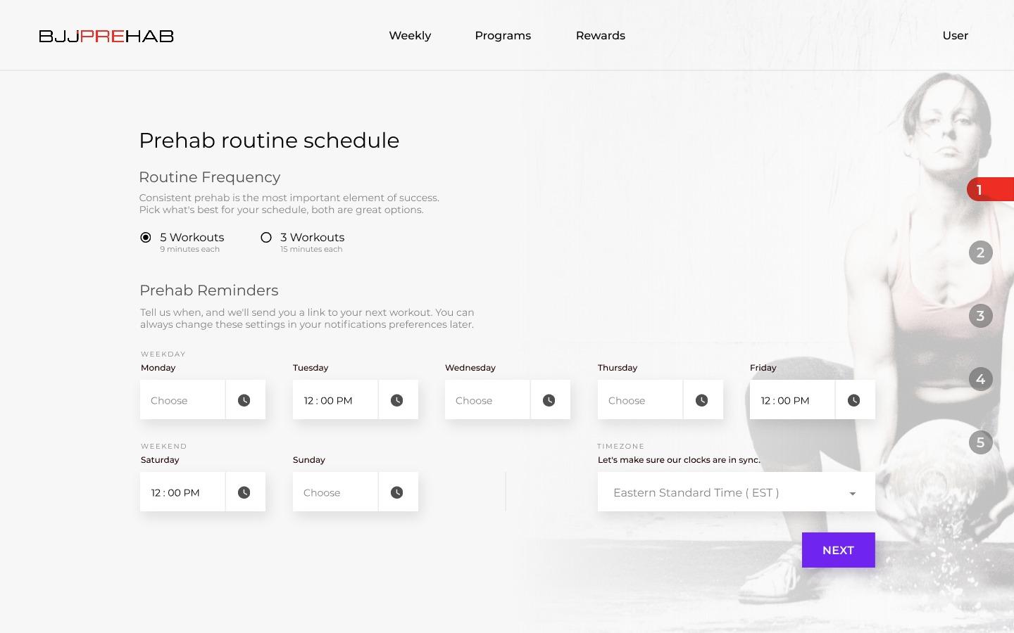 Onboarding Flow - Setup Routine Schedule