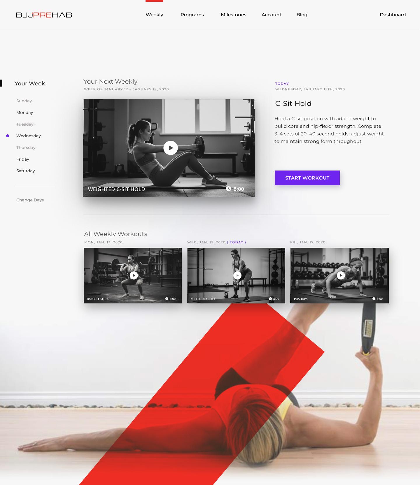 Weekly Workouts Landing View
