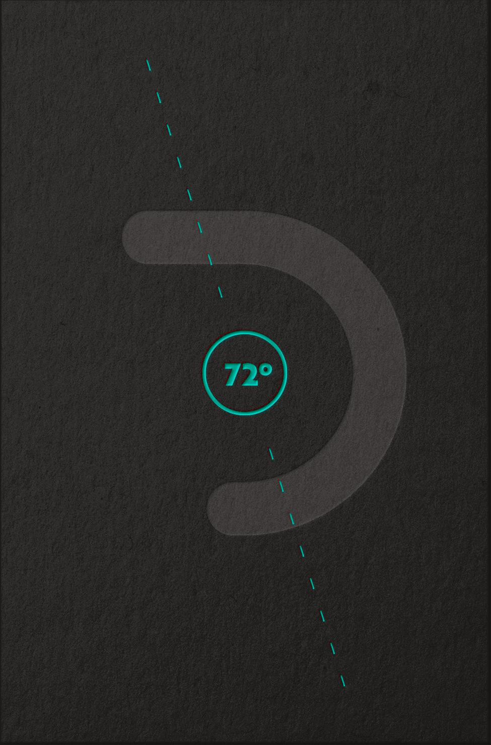 The letter D formed from the dropbar angle at 72º