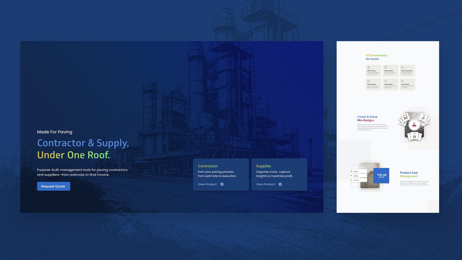 Section of website design for intro