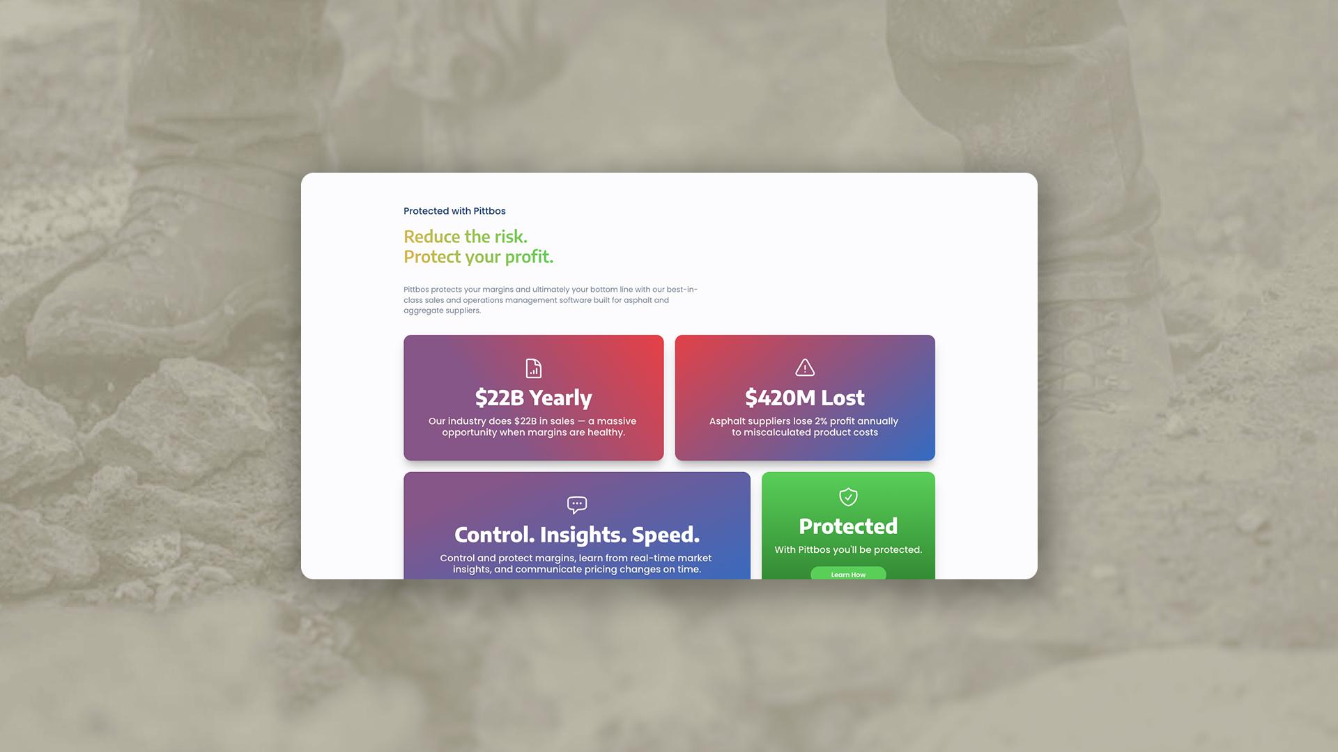 Section of website design for intro