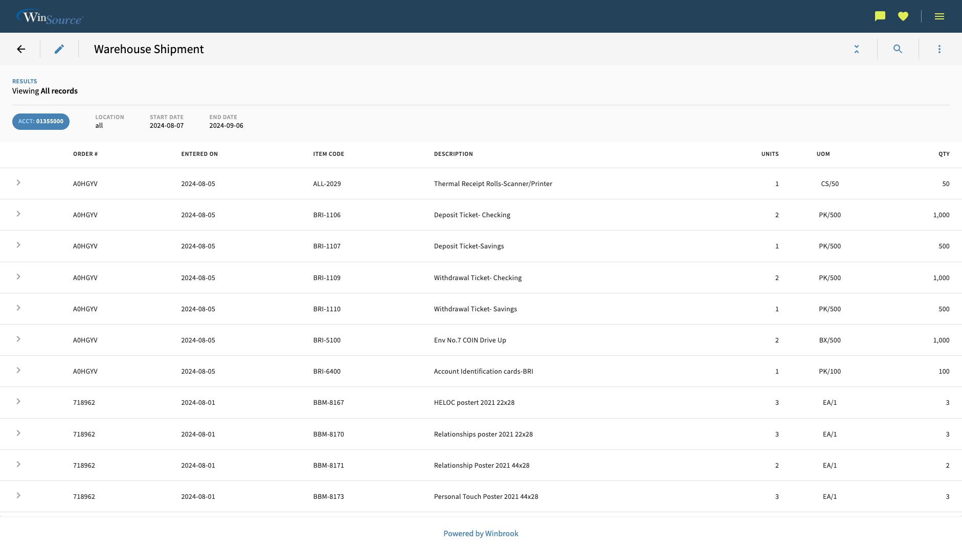 Dashboard view for internal users